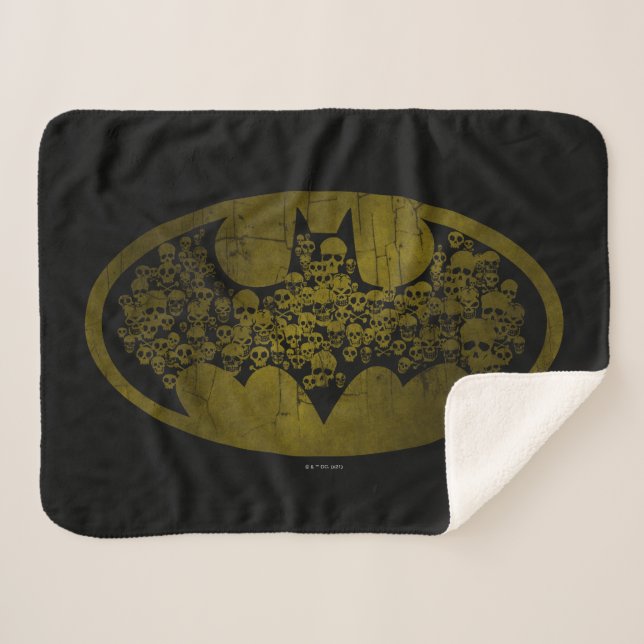Batman Symbol | Skulls in Bat Logo Sherpa Blanket (Front (Horizontal))