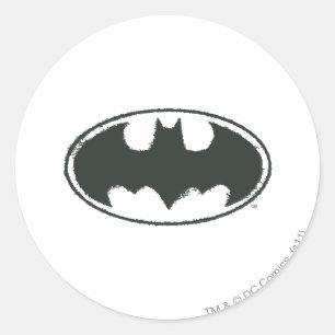 Batman Symbol   Spray Black White Logo Classic Round Sticker