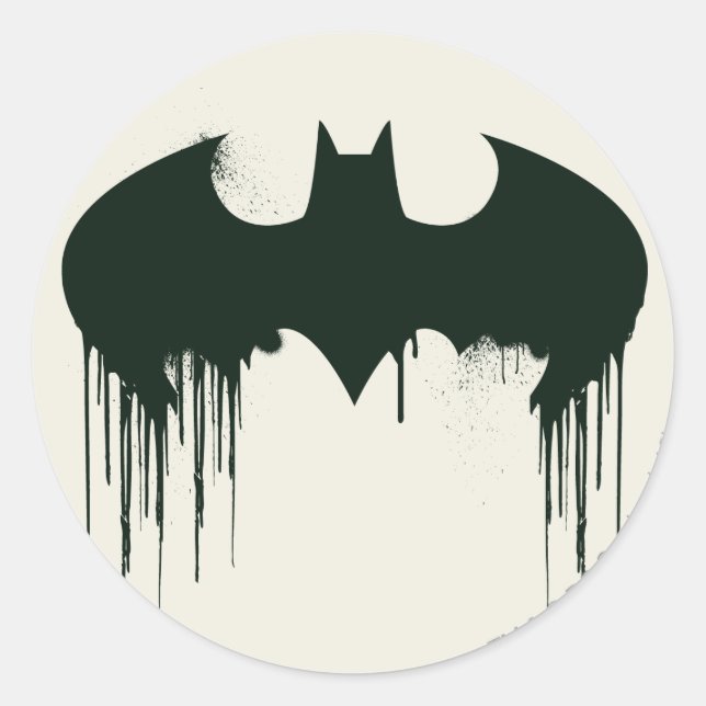 Batman Symbol | Spraypaint Logo Classic Round Sticker (Front)