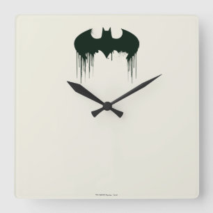 Batman Symbol   Spraypaint Logo Square Wall Clock