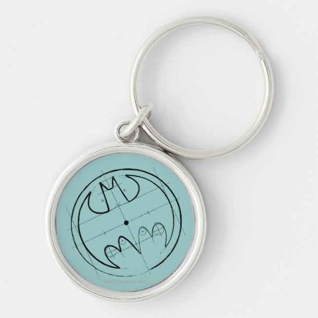 Batman Symbol | Technical Sketch Logo Key Ring (Front)