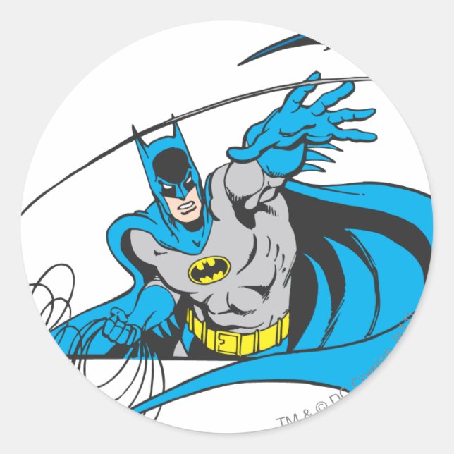Batman Throws Batarang 3 Classic Round Sticker (Front)