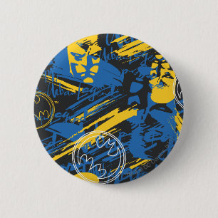Batman Urban Legends - Head Pattern 2 Blue/Yellow 6 Cm Round Badge