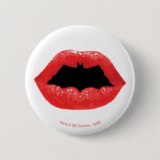 Batman Valentine | Bat Lips 6 Cm Round Badge (Front)