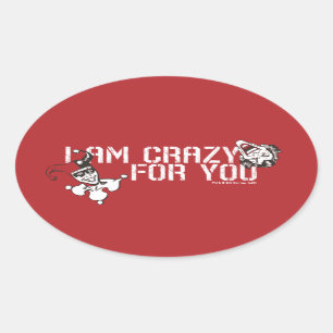 Batman Valentine   Joker & Harley - Crazy For You Oval Sticker
