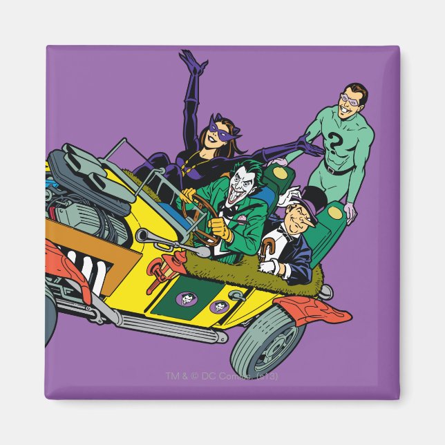 Batman Villains In Jokermobile Magnet (Front)