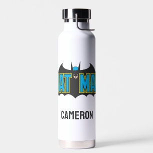Batman   Vintage Blue Black Logo   Add Your Name Water Bottle