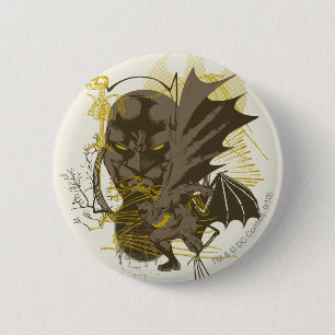 Batman Vintage Grunge Portrait 6 Cm Round Badge