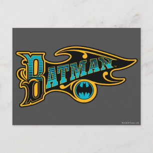 Batman   Vintage Turquoise Logo Postcard