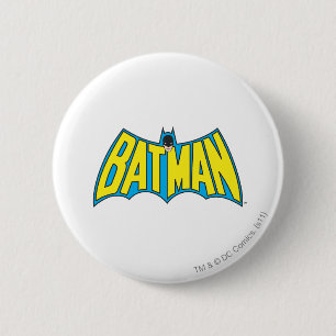 Batman   Vintage Yellow Blue Logo 6 Cm Round Badge