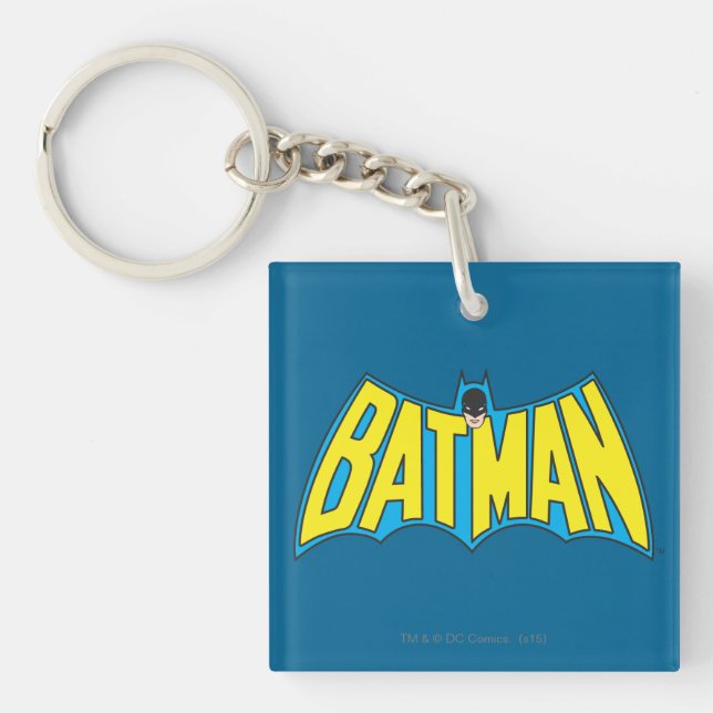 Batman | Vintage Yellow Blue Logo Key Ring (Front)