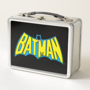 Batman   Vintage Yellow Blue Logo Metal Lunch Box