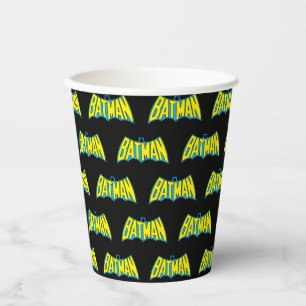 Batman Vintage Yellow Blue Logo Paper Cups