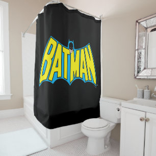 Batman   Vintage Yellow Blue Logo Shower Curtain