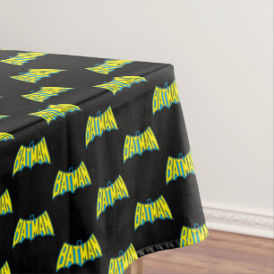 Batman   Vintage Yellow Blue Logo Tablecloth
