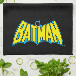 Batman Vintage Yellow Blue Logo Tea Towel