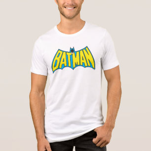 Batman Vintage Yellow Blue Logo Tri-Blend Shirt