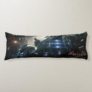 Batman With Batmobile In The Rain Body Cushion