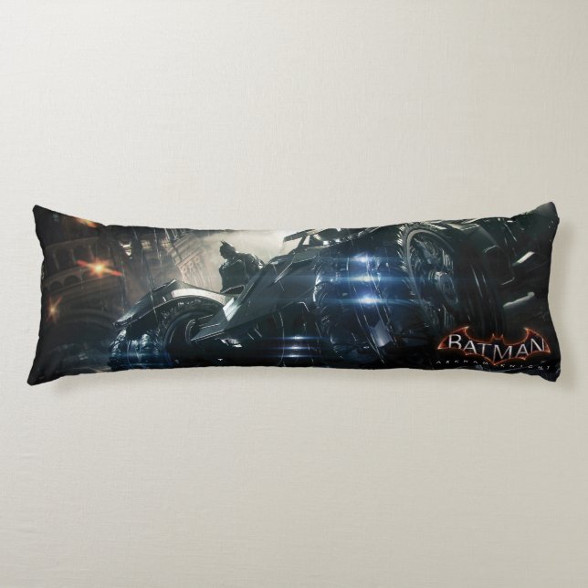 Batman With Batmobile In The Rain Body Cushion (Front)