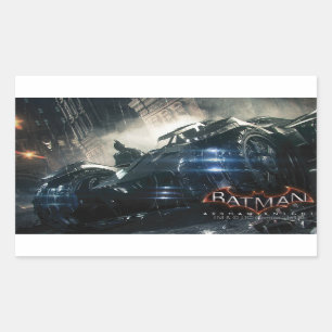 Batman With Batmobile In The Rain Rectangular Sticker