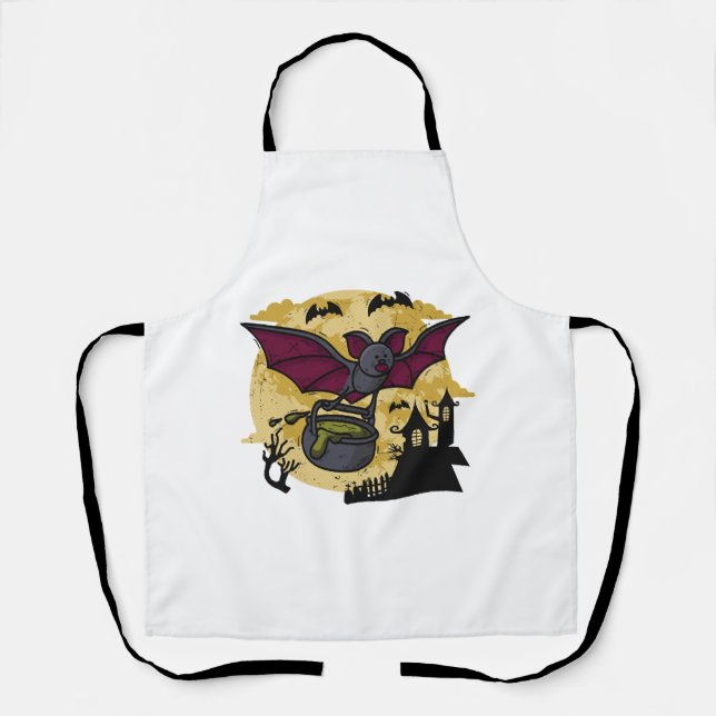 Batmouse. Funny mouse with bat wings. Halloween. Apron (Front)