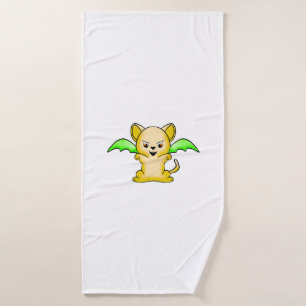 Batmouse. Funny mouse with bat wings. Halloween. Bath Towel