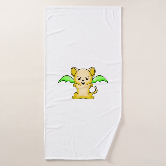 Batmouse. Funny mouse with bat wings. Halloween. Bath Towel (Bath Towel)