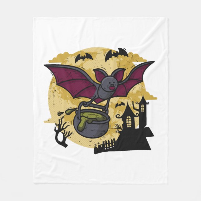 Batmouse. Funny mouse with bat wings. Halloween. Fleece Blanket (Front)