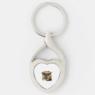 Batmouse. Funny mouse with bat wings. Halloween. Key Ring