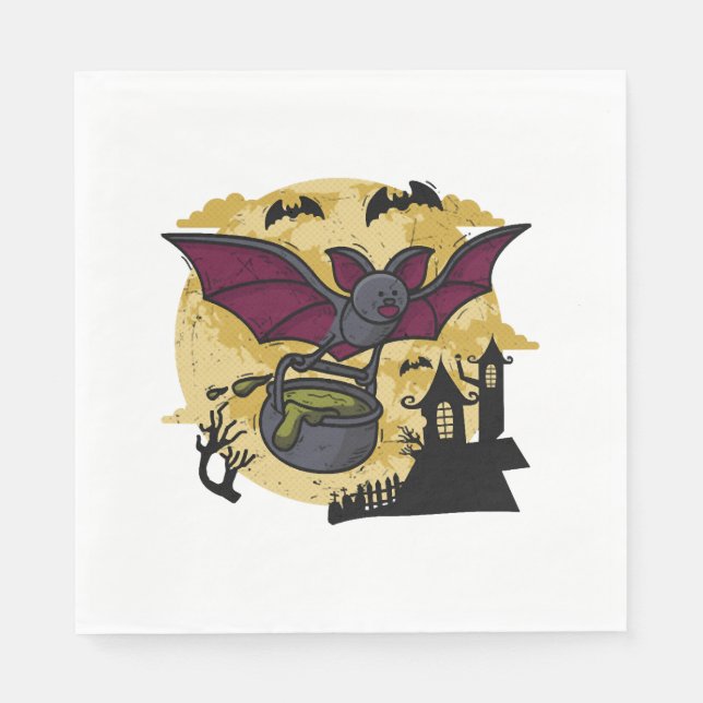 Batmouse. Funny mouse with bat wings. Halloween. Napkin (Front)
