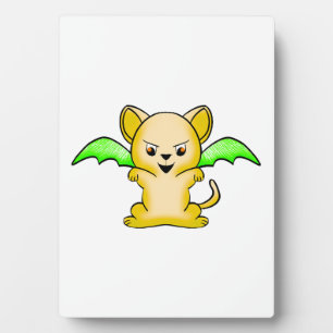 Batmouse. Funny mouse with bat wings. Halloween. Plaque