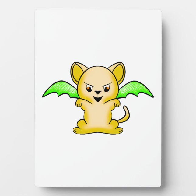 Batmouse. Funny mouse with bat wings. Halloween. Plaque (Front)