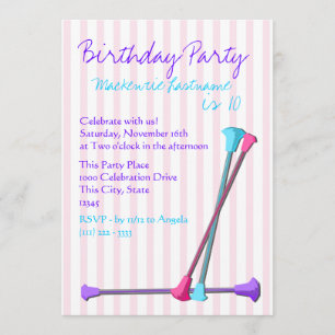 Baton Birthday Invitation