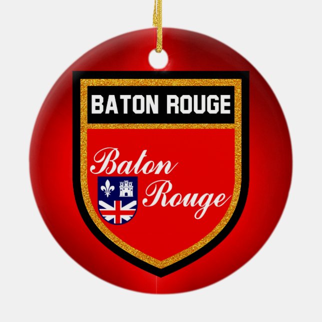 Baton Rouge Flag Ceramic Ornament (Back)