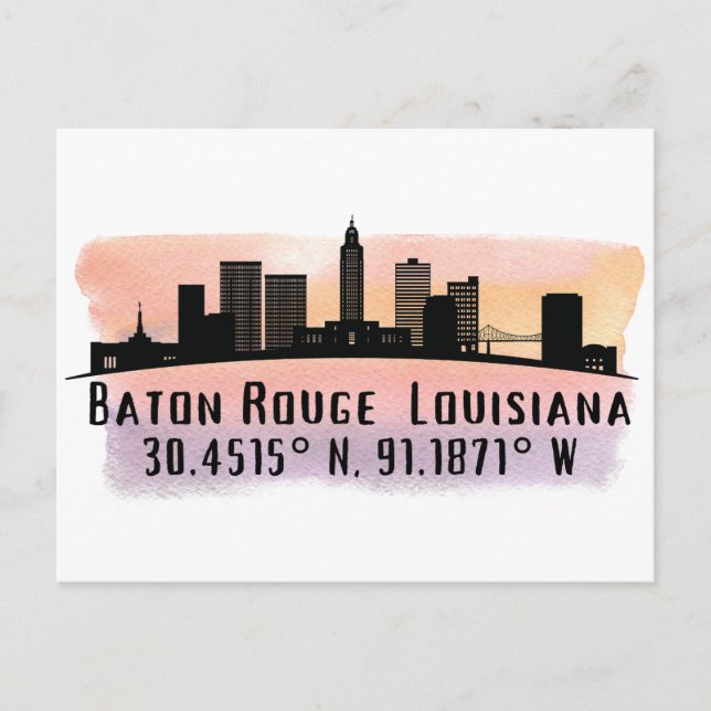 Baton Rouge LA City Skyline  Postcard (Front)