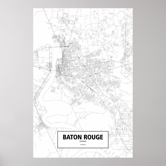 Baton Rouge, Louisiana (black on white) Poster (Front)