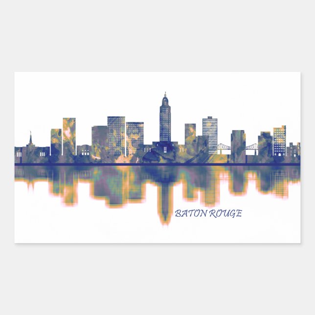 Baton Rouge Skyline Rectangular Sticker (Front)