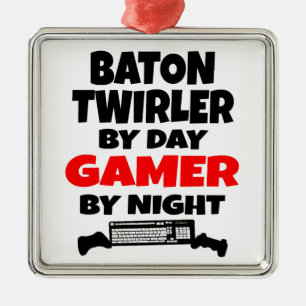 Baton Twirler by Day Gamer by Night Metal Tree Decoration