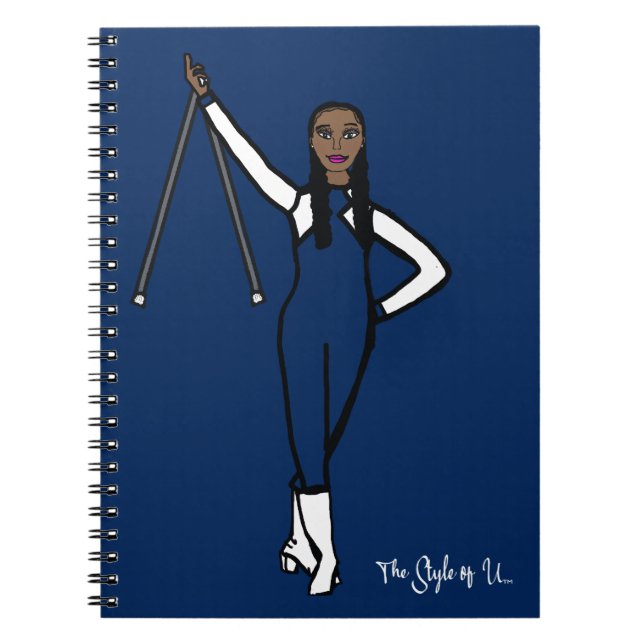 Baton Twirler Navy White Accent B Notebook (Front)