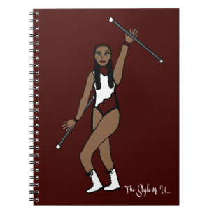 Baton Twirler White Burgundy Accent B Notebook