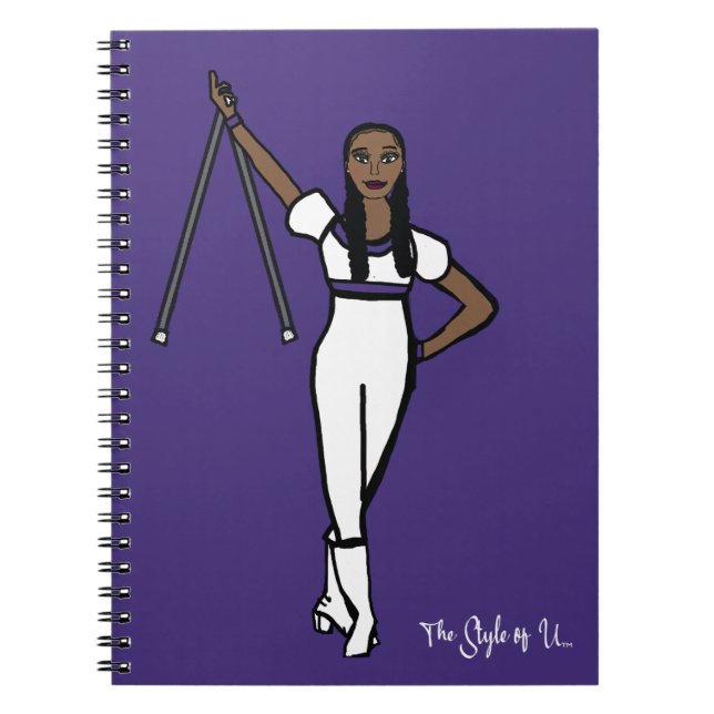 Baton Twirler White Purple Accent B Notebook (Front)
