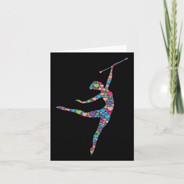 Baton Twirling Girl - Silhouette Dancing Twirler M Card (Front)