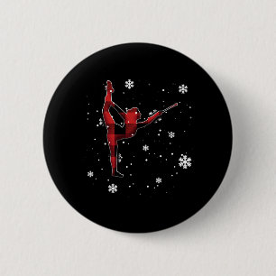 baton twirling plaid christmas 6 cm round badge