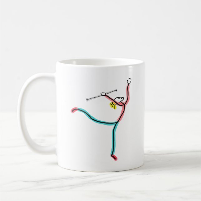Baton Twirling Stick Figure Coffee Mug (Left)