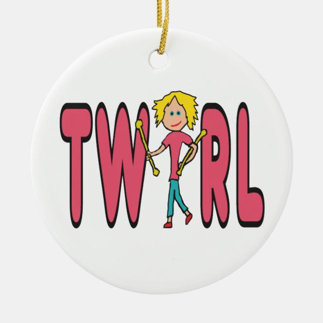 Baton Twirling Twirl Ceramic Ornament (Front)