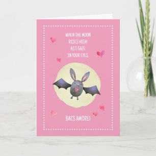 Bats Amore Cute Bat Valentine 5x7" Folded Greeting Card