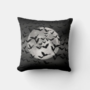 Bats and a Full Moon Halloween Cushion