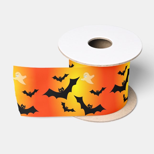 Bats and a Ghost Satin Ribbon (Spool)