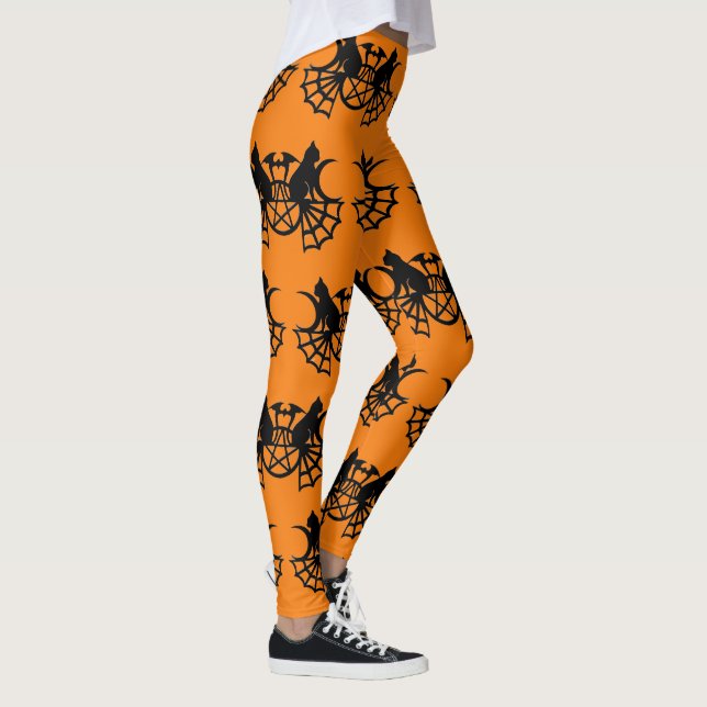 Bats and Black Cats Halloween Leggings Party Pants (Right)