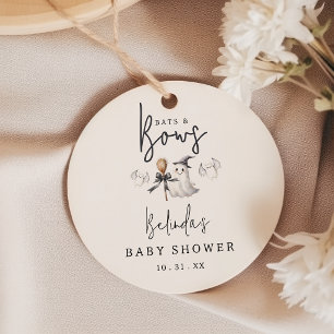 Bats And Bows Halloween Baby Shower Party Favour Tags